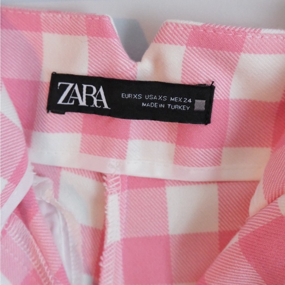 Zara pink and white check dress pants NWOT - Picture 4 of 5